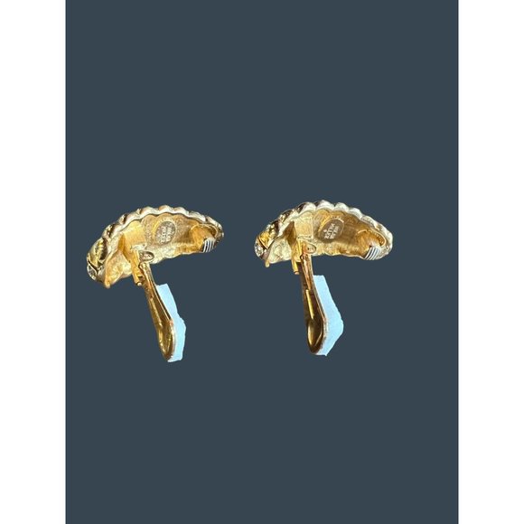 Vintage Nolan Miller Clip On Earrings Glamour Austrian Crystal Gold - Picture 9 of 11